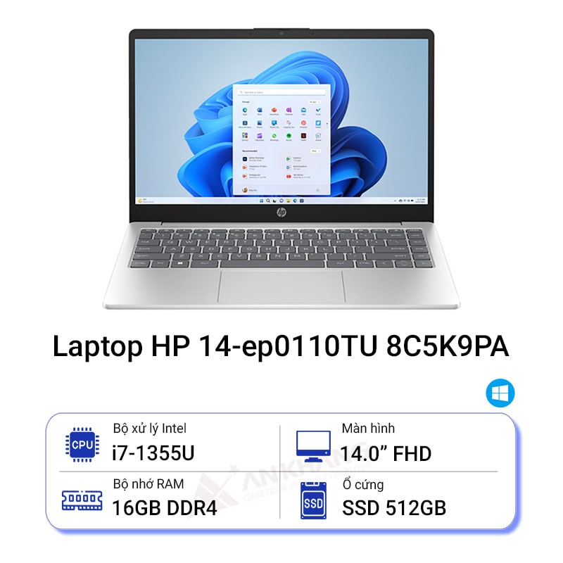 HP 14-ep0110TU (8C5K9PA) Natural Silver (Intel® Core™ i7-1355U/16GB/512GB)